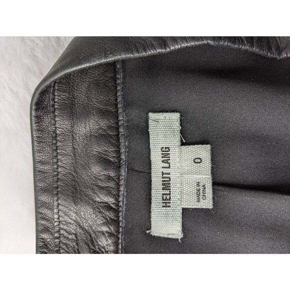 Helmut Lang Black Leather Wool Silk Blazer Size 0 XS - Picture 5 of 8